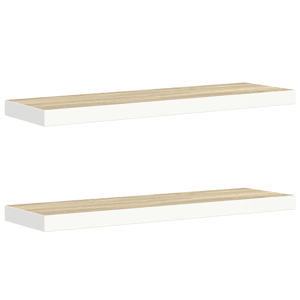 Scaffali a Parete 2 pz Rovere e Bianco 90x23,5x3,8 cm in MDF | homemem39