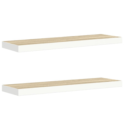 Scaffali a Parete 2 pz Rovere e Bianco 90x23,5x3,8 cm in MDF | homemem39