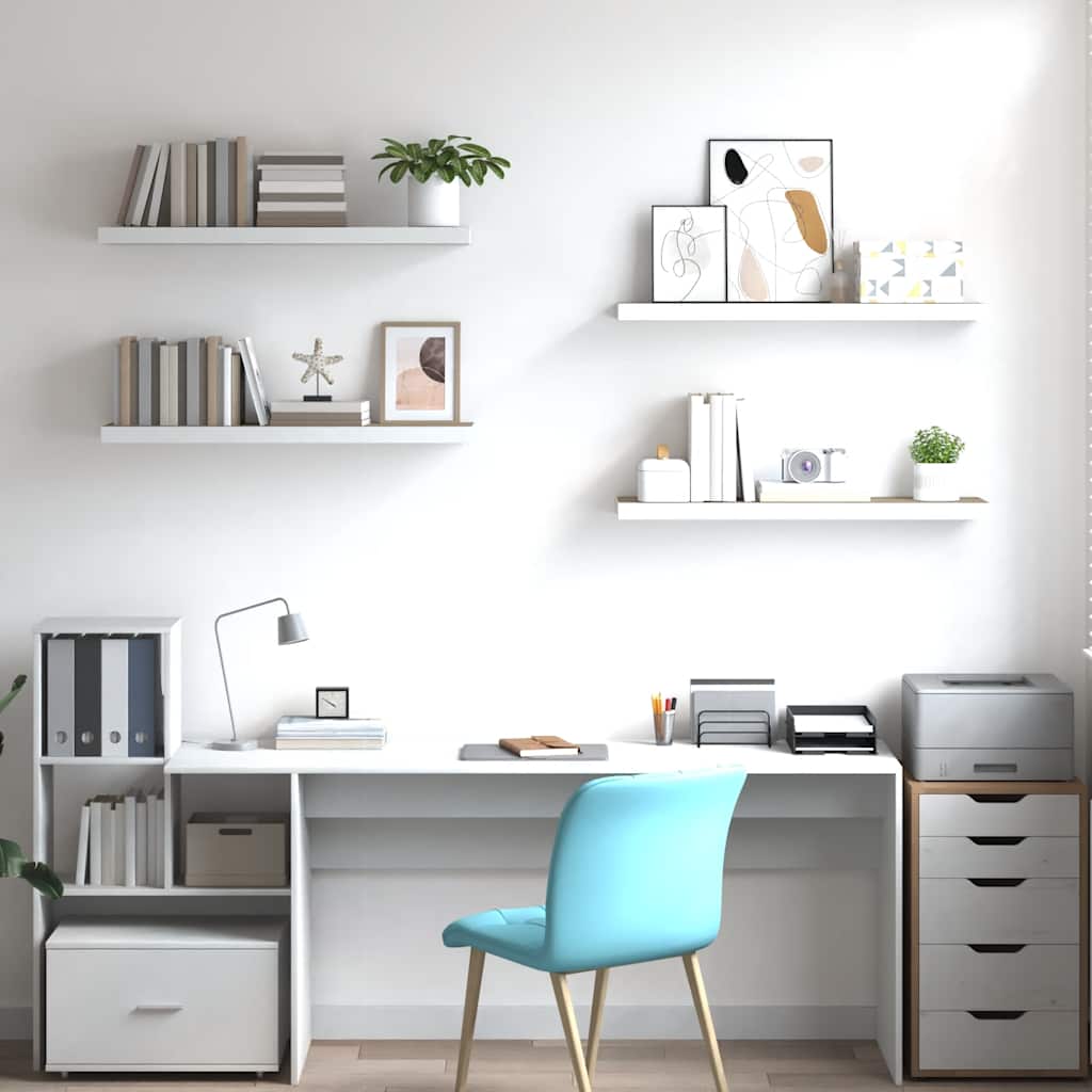 Scaffali a Parete 4 pz Rovere e Bianco 90x23,5x3,8 cm in MDF | homemem39