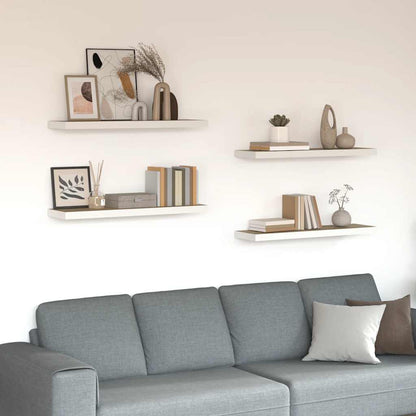 Scaffali a Parete 4 pz Rovere e Bianco 90x23,5x3,8 cm in MDF | homemem39