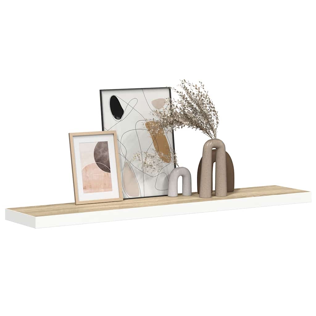 Scaffale a Parete Rovere e Bianco 120x23,5x3,8 cm in MDF | homemem39