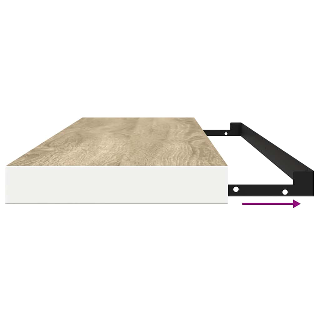 Scaffale a Parete Rovere e Bianco 120x23,5x3,8 cm in MDF | homemem39