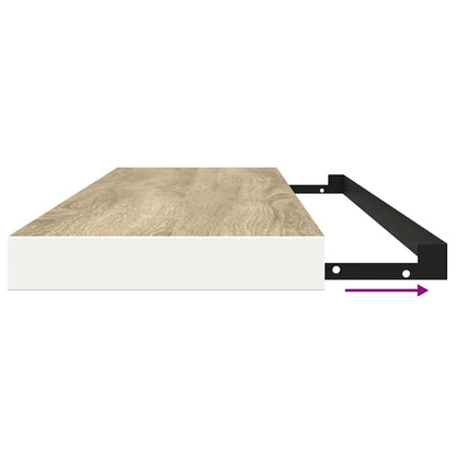 Scaffale a Parete Rovere e Bianco 120x23,5x3,8 cm in MDF | homemem39
