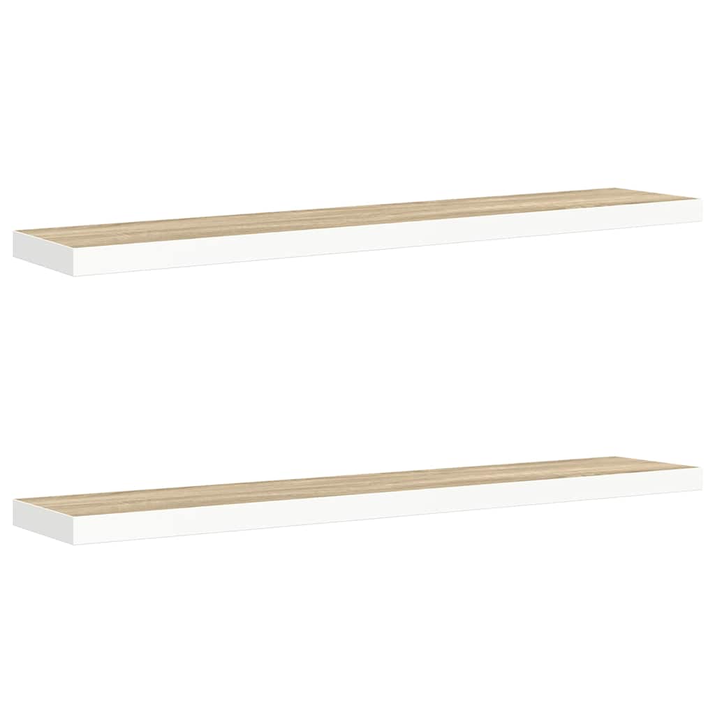 Scaffali a Parete 2 pz Rovere e Bianco 120x23,5x3,8 cm in MDF