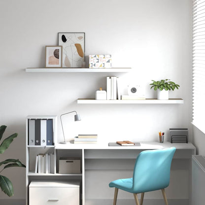 Scaffali a Parete 2 pz Rovere e Bianco 120x23,5x3,8 cm in MDF