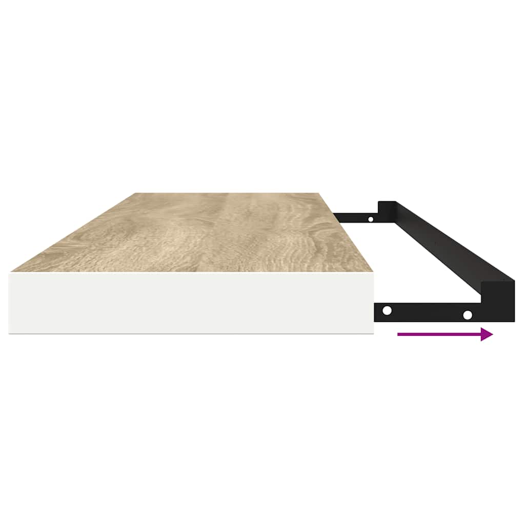 Scaffali a Parete 2 pz Rovere e Bianco 120x23,5x3,8 cm in MDF | homemem39