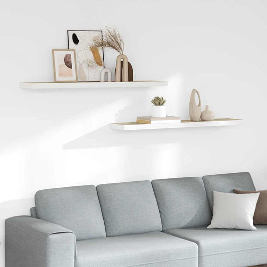Scaffali a Parete 2 pz Rovere e Bianco 120x23,5x3,8 cm in MDF | homemem39