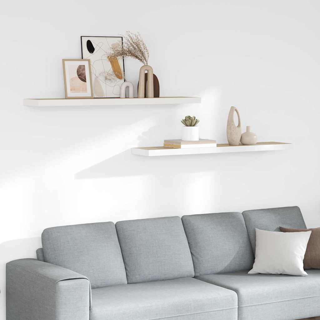 Scaffali a Parete 2 pz Rovere e Bianco 120x23,5x3,8 cm in MDF