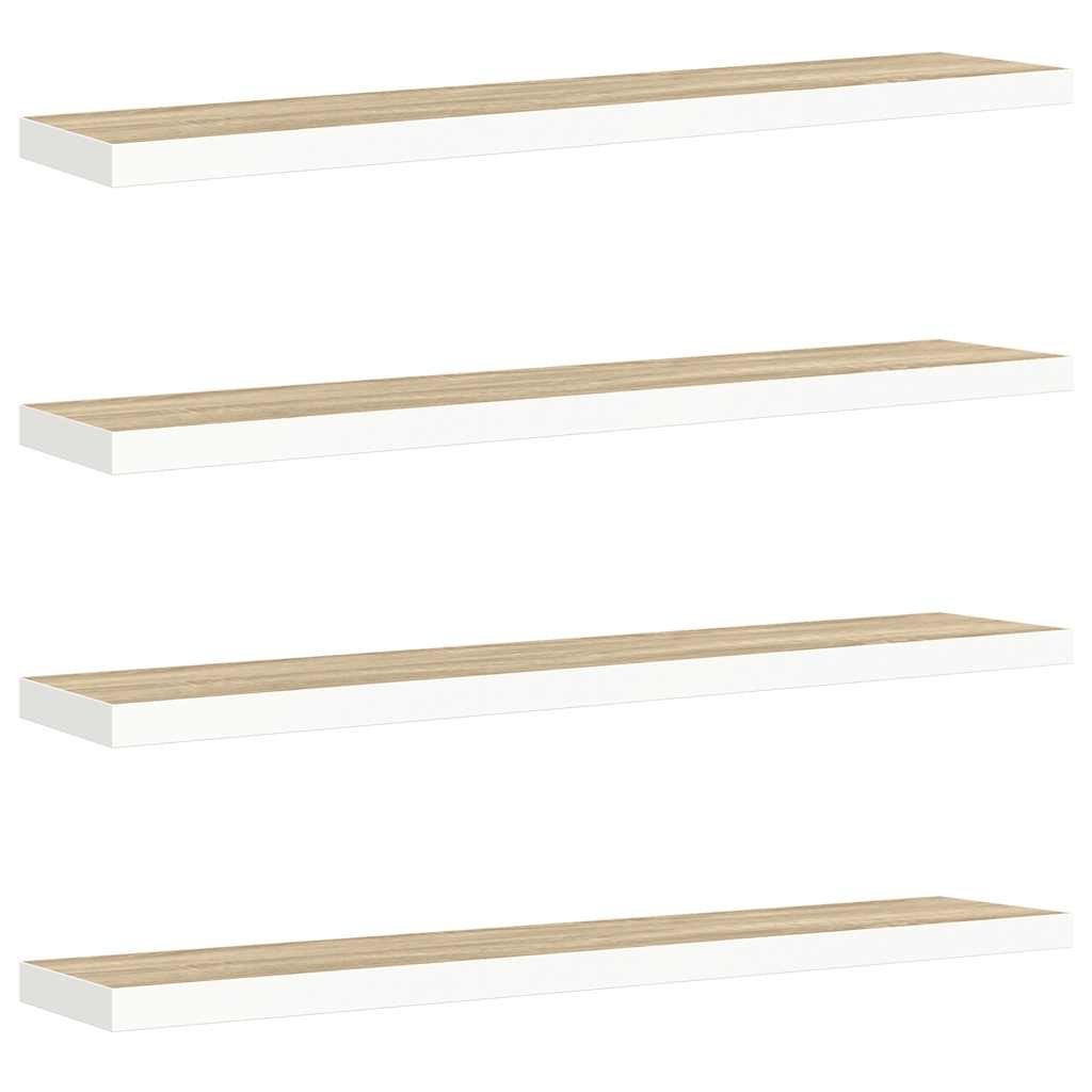 Scaffali a Parete 4 pz Rovere e Bianco 120x23,5x3,8 cm in MDF | homemem39