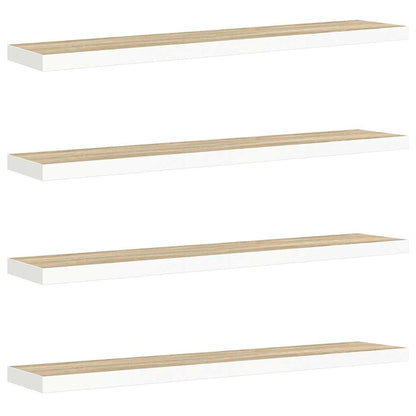 Scaffali a Parete 4 pz Rovere e Bianco 120x23,5x3,8 cm in MDF | homemem39