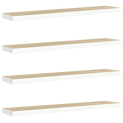 Scaffali a Parete 4 pz Rovere e Bianco 120x23,5x3,8 cm in MDF