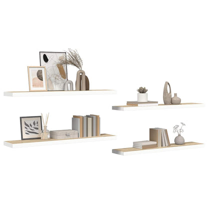 Scaffali a Parete 4 pz Rovere e Bianco 120x23,5x3,8 cm in MDF | homemem39