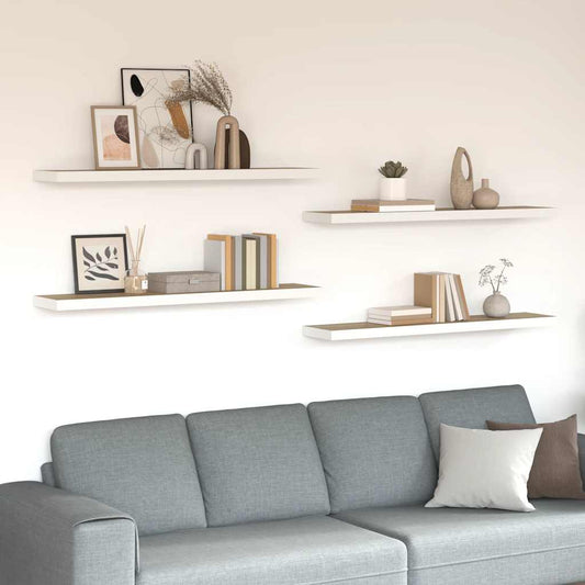 Scaffali a Parete 4 pz Rovere e Bianco 120x23,5x3,8 cm in MDF | homemem39