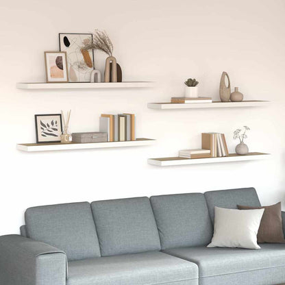Scaffali a Parete 4 pz Rovere e Bianco 120x23,5x3,8 cm in MDF