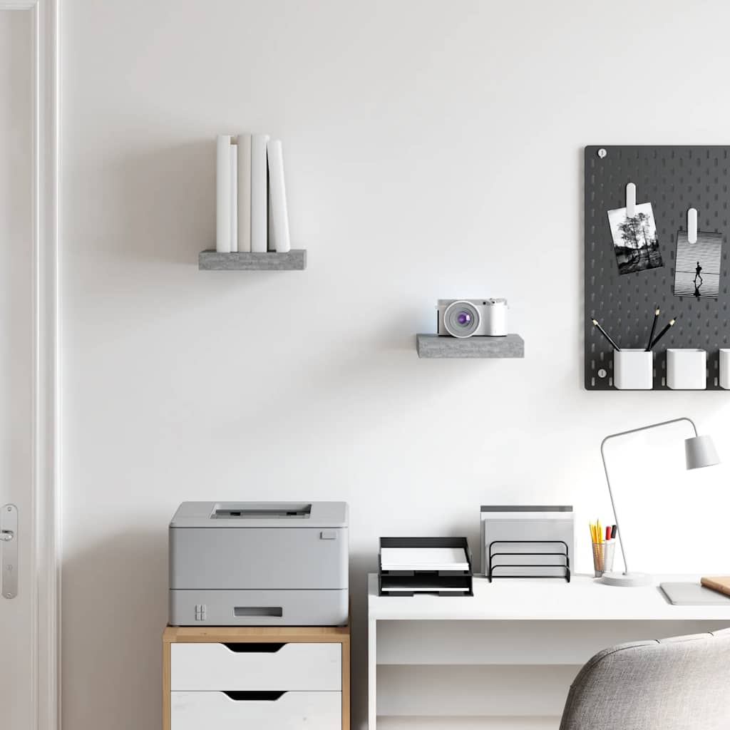 Scaffali a Parete 2 pz Grigio Cemento 23x23,5x3,8 cm in MDF | homemem39