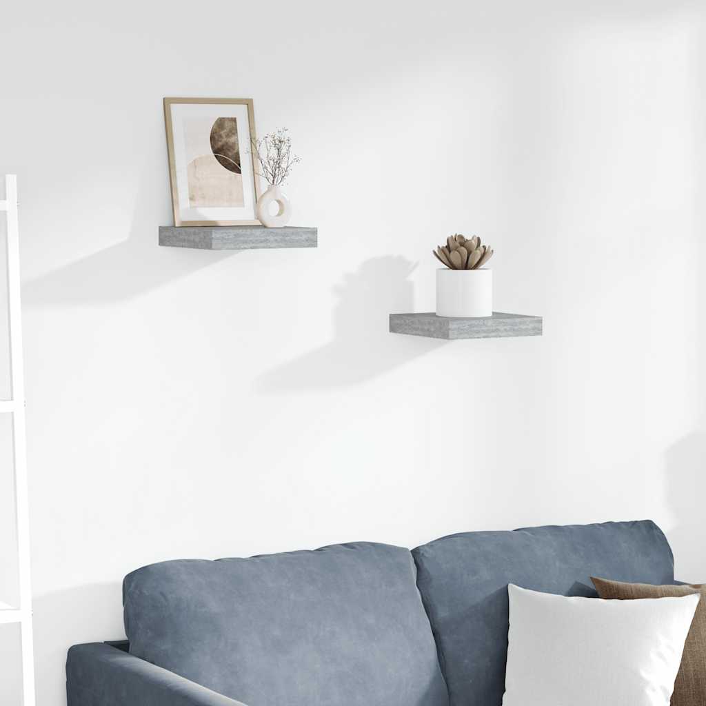 Scaffali a Parete 2 pz Grigio Cemento 23x23,5x3,8 cm in MDF | homemem39