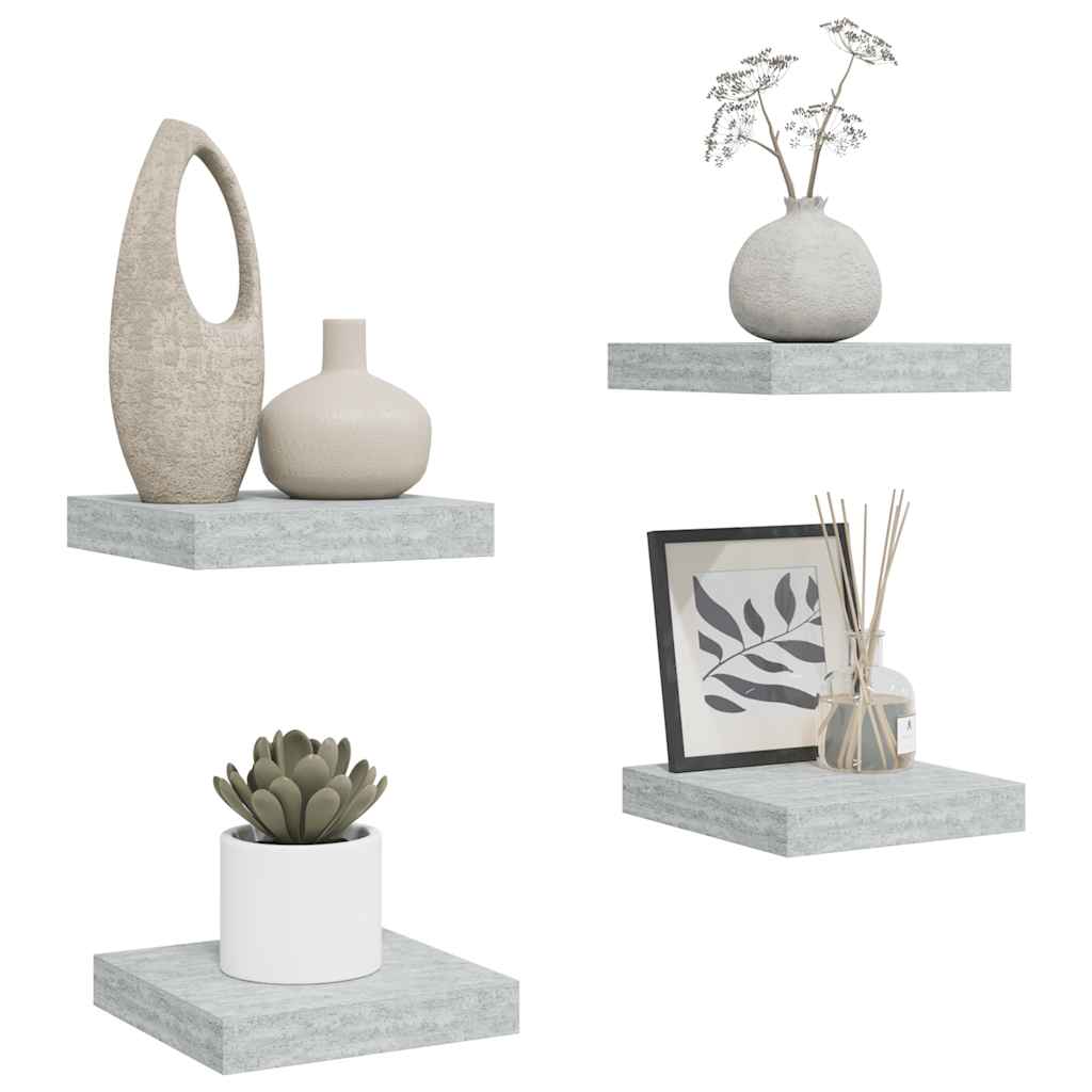 Scaffali a Parete 4 pz Grigio Cemento 23x23,5x3,8 cm in MDF | homemem39