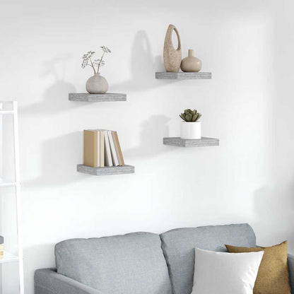 Scaffali a Parete 4 pz Grigio Cemento 23x23,5x3,8 cm in MDF | homemem39