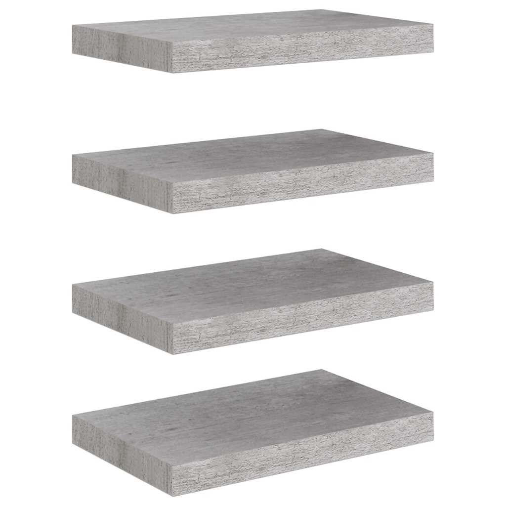 Scaffali a Parete 4 pz Grigio Cemento 40x23,5x3,8 cm in MDF | homemem39