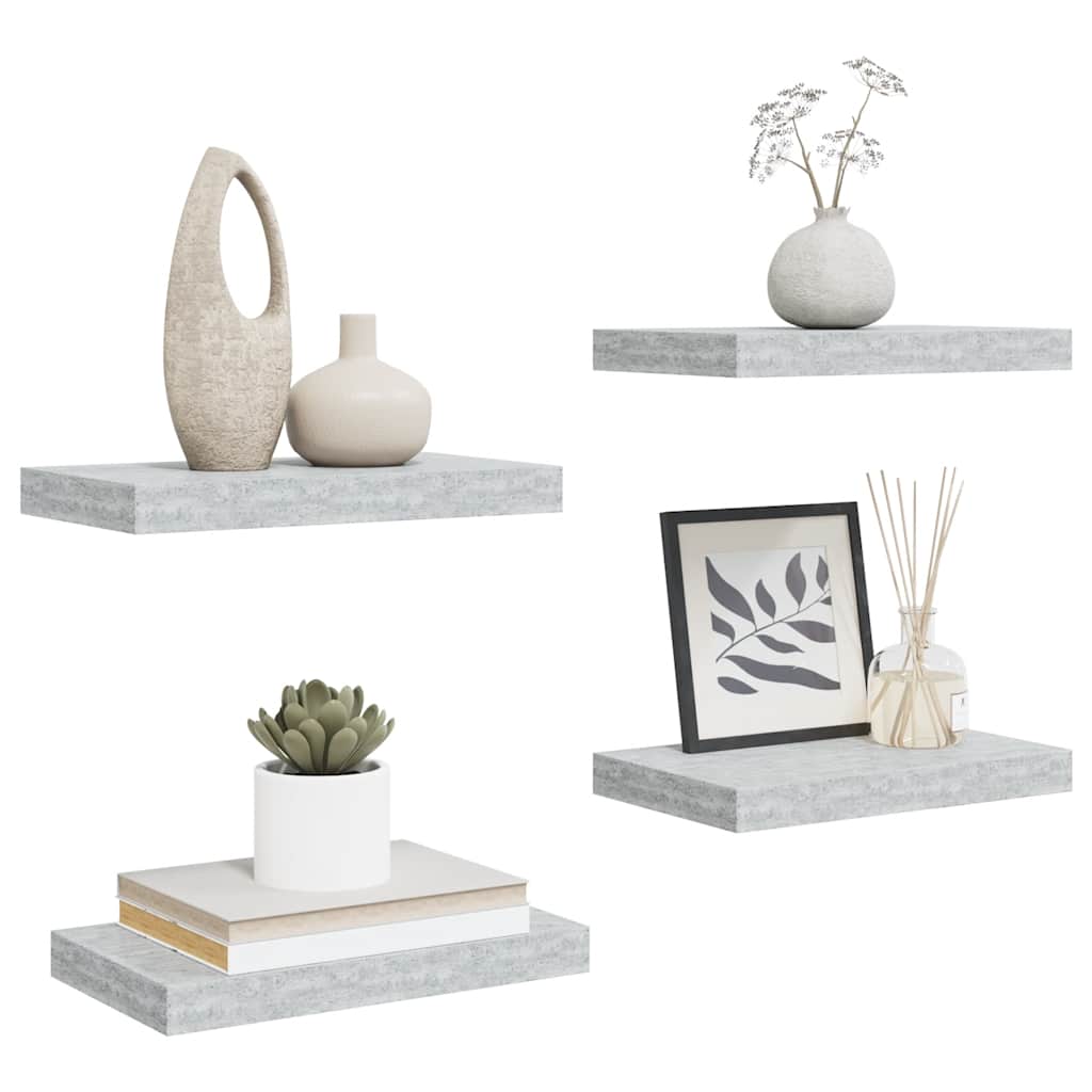 Scaffali a Parete 4 pz Grigio Cemento 40x23,5x3,8 cm in MDF | homemem39