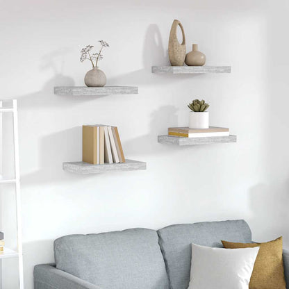 Scaffali a Parete 4 pz Grigio Cemento 40x23,5x3,8 cm in MDF | homemem39