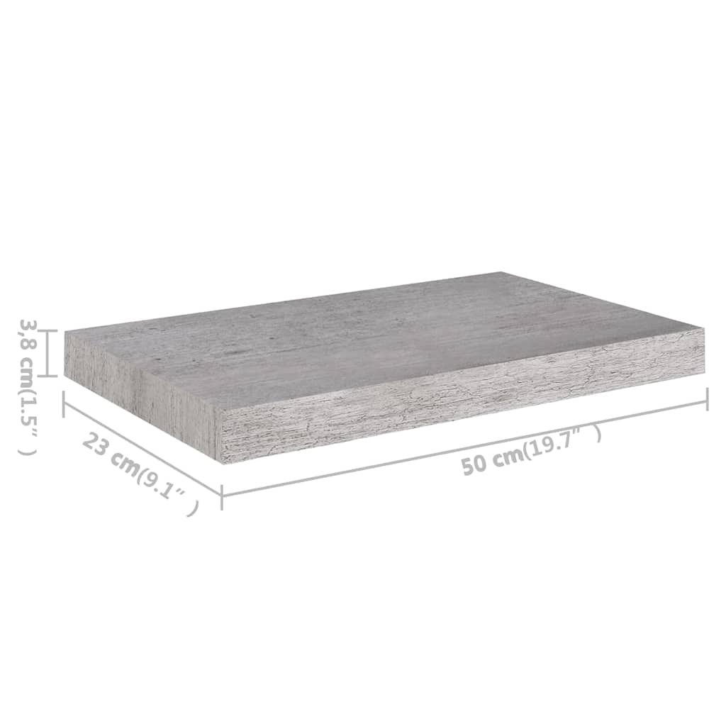 Scaffale a Parete Grigio Cemento 50x23,5x3,8 cm in MDF | homemem39