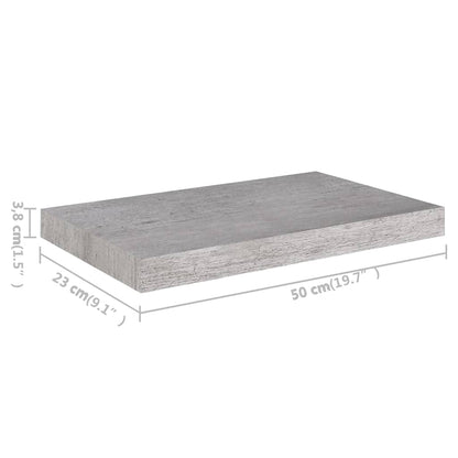 Scaffale a Parete Grigio Cemento 50x23,5x3,8 cm in MDF | homemem39