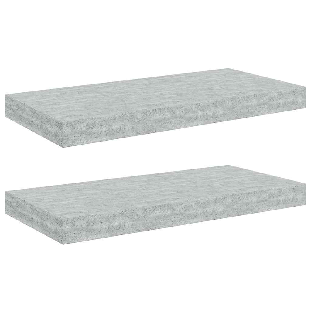 Scaffali a Parete 2 pz Grigio Cemento 50x23,5x3,8 cm in MDF