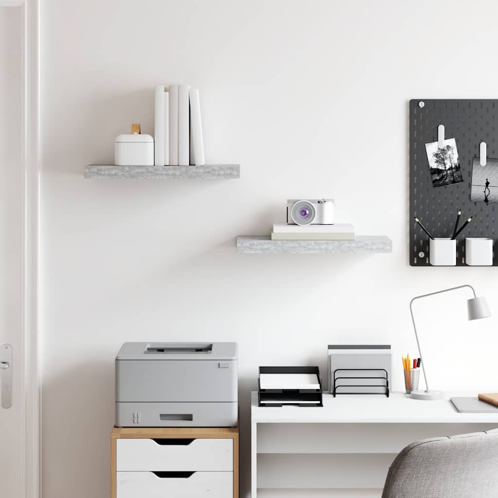 Scaffali a Parete 2 pz Grigio Cemento 50x23x3,8 cm in MDF | homemem39