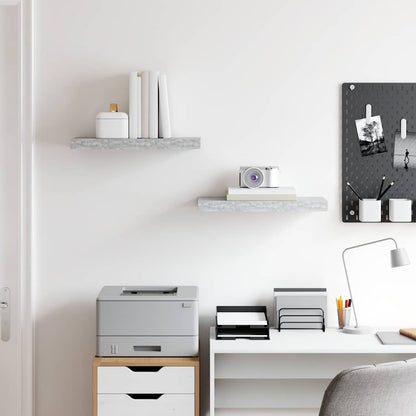 Scaffali a Parete 2 pz Grigio Cemento 50x23x3,8 cm in MDF | homemem39