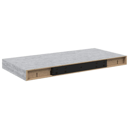 Scaffali a Parete 2 pz Grigio Cemento 50x23,5x3,8 cm in MDF