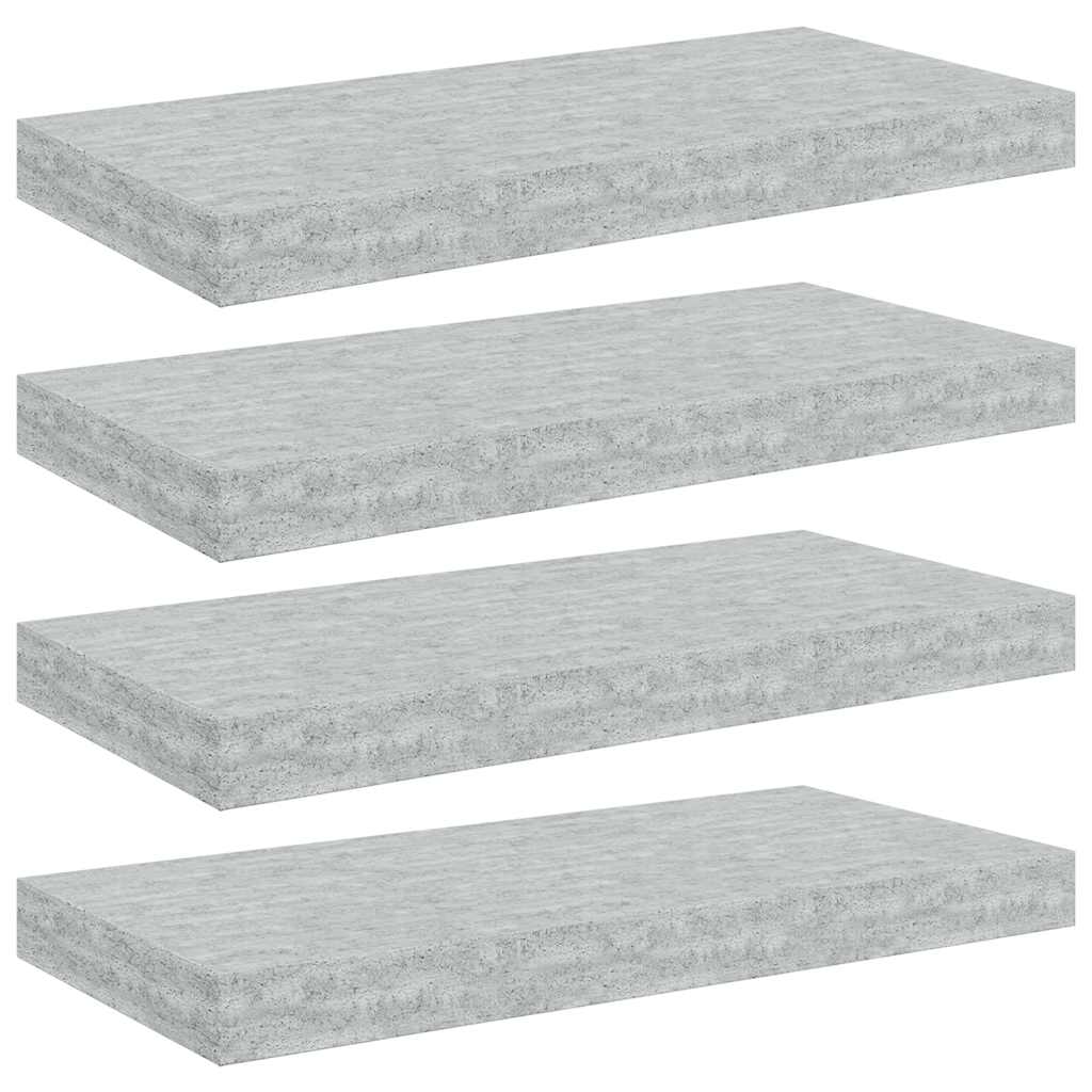 Scaffali a Parete 4 pz Grigio Cemento 50x23,5x3,8 cm in MDF | homemem39