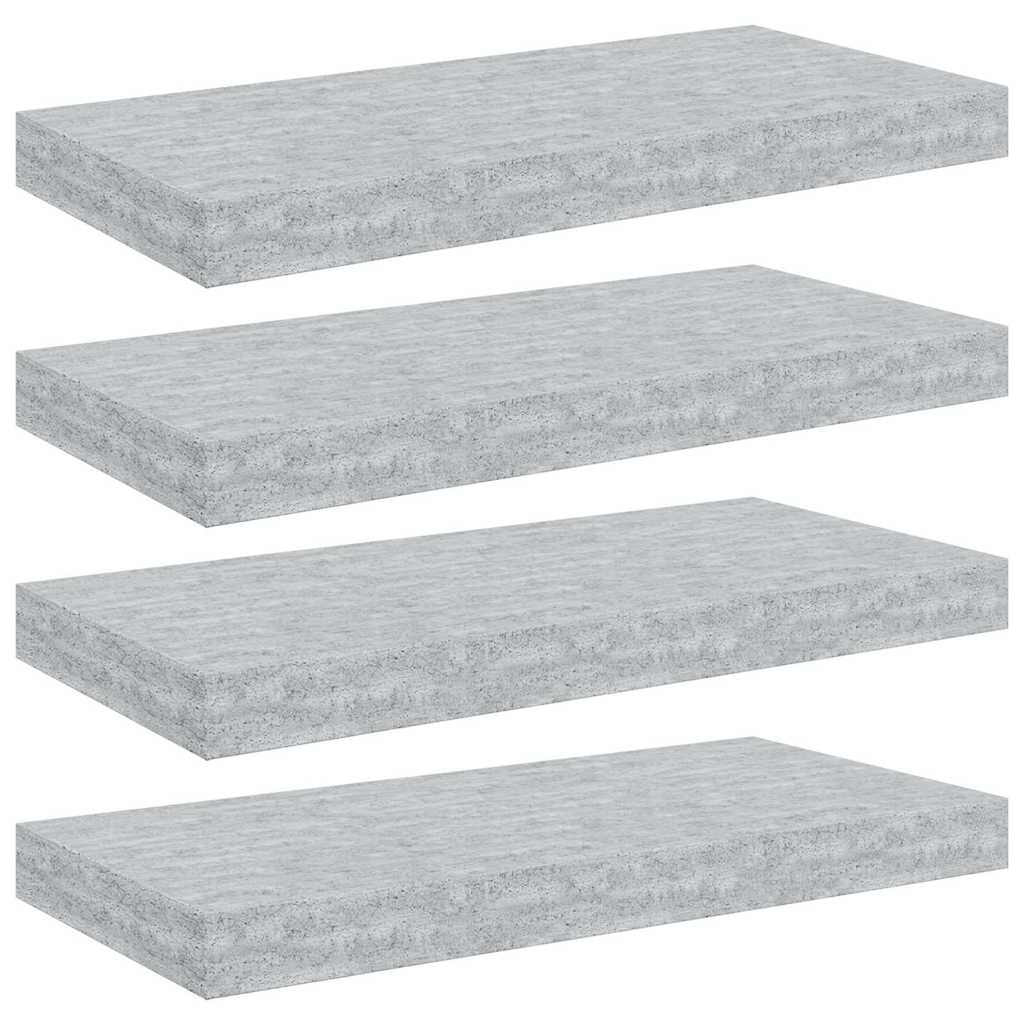 Scaffali a Parete 4 pz Grigio Cemento 50x23,5x3,8 cm in MDF