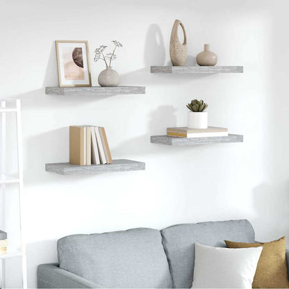 Scaffali a Parete 4 pz Grigio Cemento 50x23,5x3,8 cm in MDF