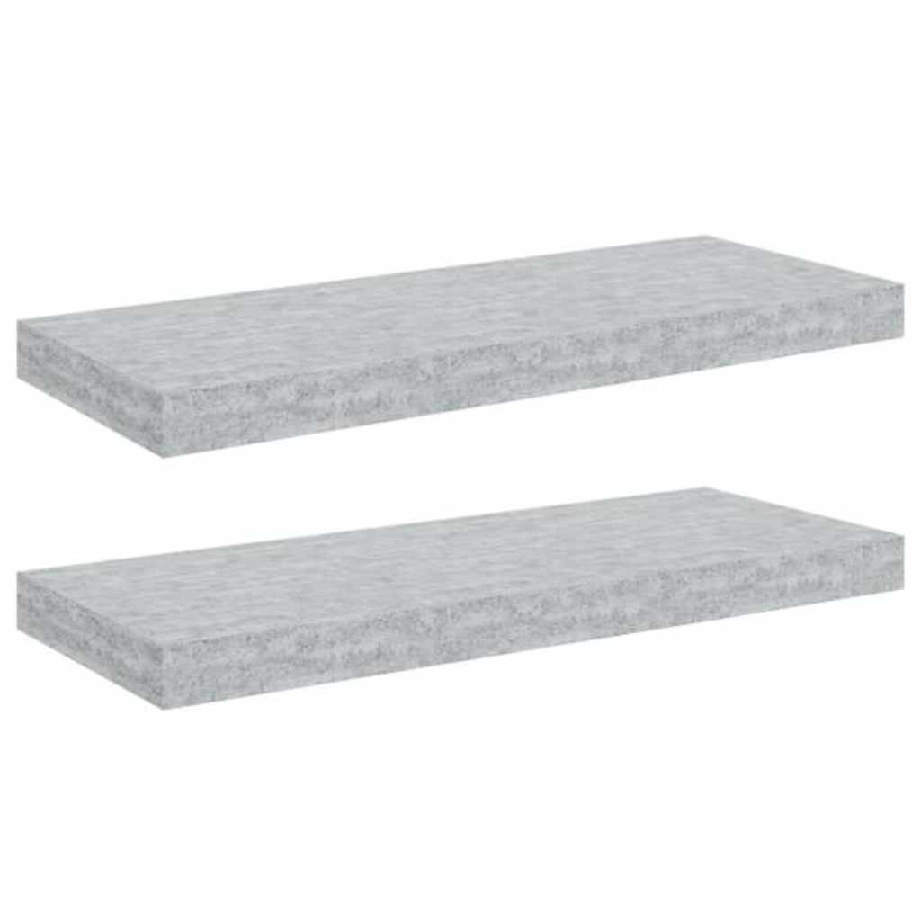 Scaffali a Parete 2 pz Grigio Cemento 60x23,5x3,8 cm in MDF
