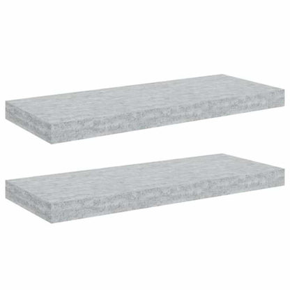 Scaffali a Parete 2 pz Grigio Cemento 60x23,5x3,8 cm in MDF