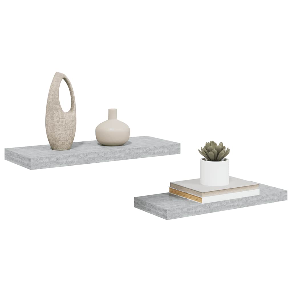 Scaffali a Parete 2 pz Grigio Cemento 60x23,5x3,8 cm in MDF | homemem39