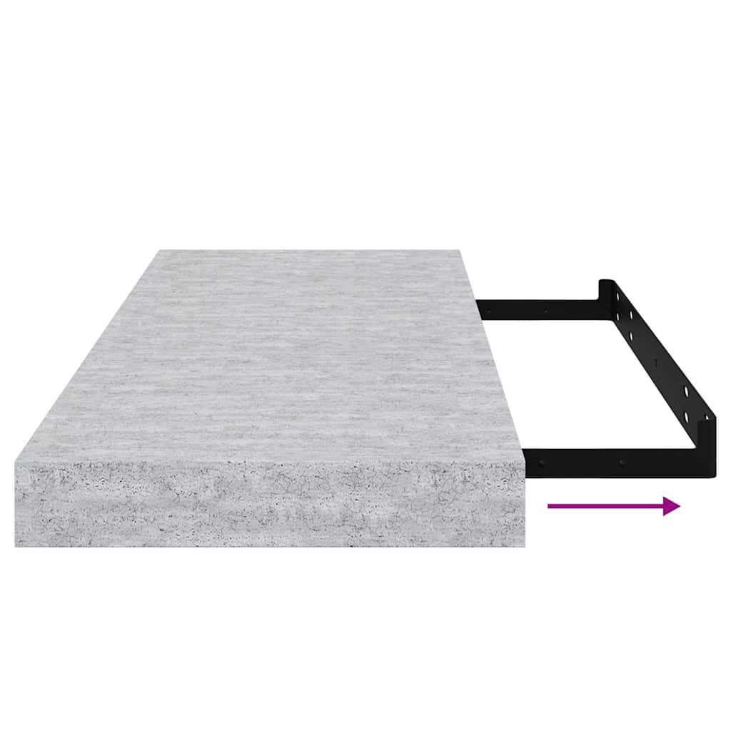 Scaffali a Parete 2 pz Grigio Cemento 60x23,5x3,8 cm in MDF | homemem39
