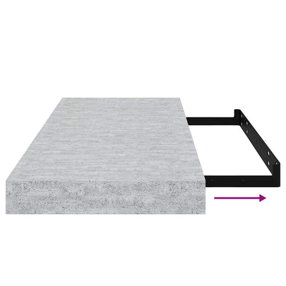 Scaffali a Parete 2 pz Grigio Cemento 60x23,5x3,8 cm in MDF | homemem39