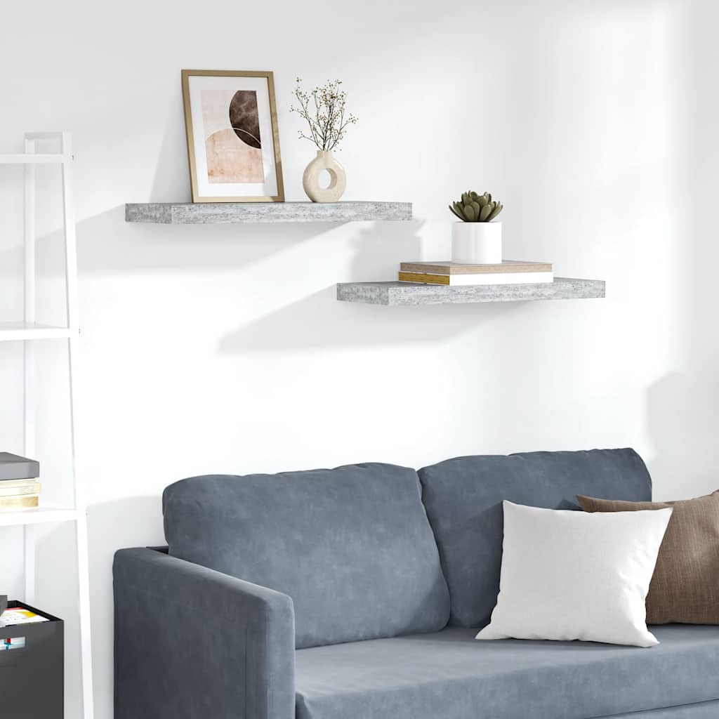 Scaffali a Parete 2 pz Grigio Cemento 60x23,5x3,8 cm in MDF | homemem39