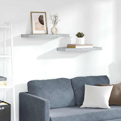 Scaffali a Parete 2 pz Grigio Cemento 60x23,5x3,8 cm in MDF