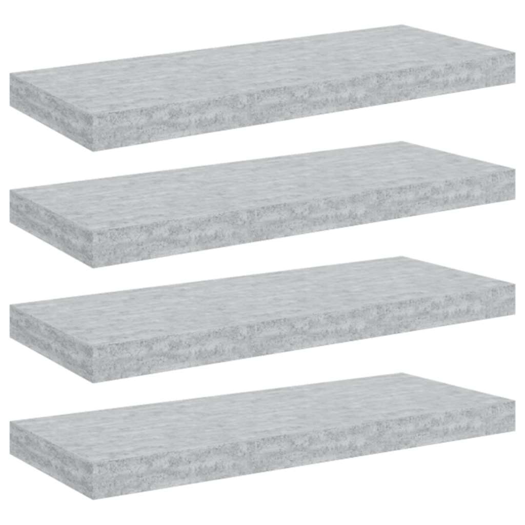 Scaffali a Parete 4 pz Grigio Cemento 60x23,5x3,8 cm in MDF | homemem39