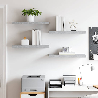Scaffali a Parete 4 pz Grigio Cemento 60x23,5x3,8 cm in MDF | homemem39