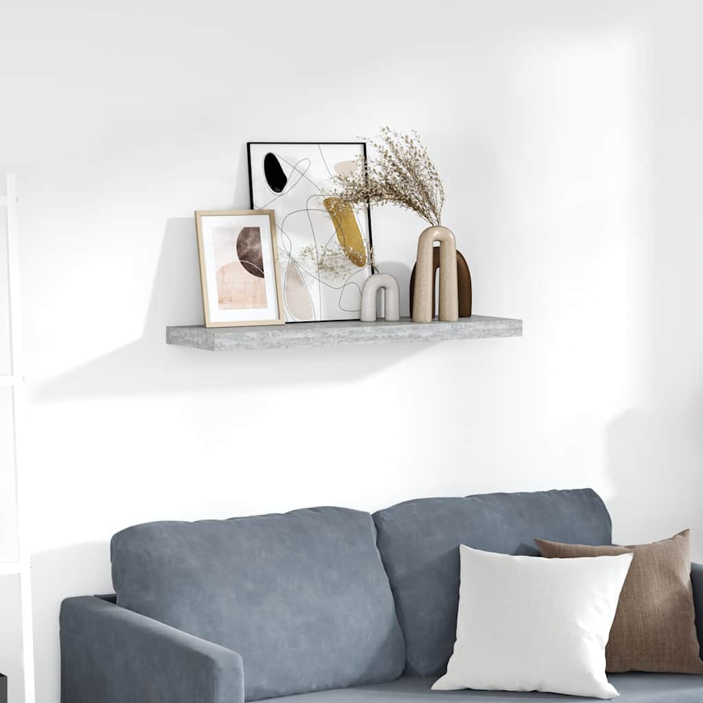 Scaffale a Parete Grigio Cemento 80x23,5x3,8 cm in MDF | homemem39