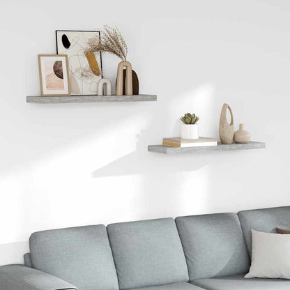 Scaffali a Parete 2 pz Grigio Cemento 80x23,5x3,8 cm in MDF | homemem39