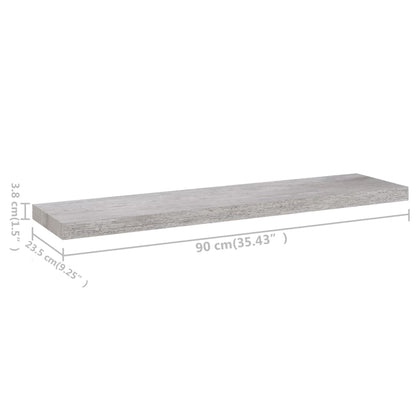 Scaffale a Parete Grigio Cemento 90x23,5x3,8 cm in MDF
