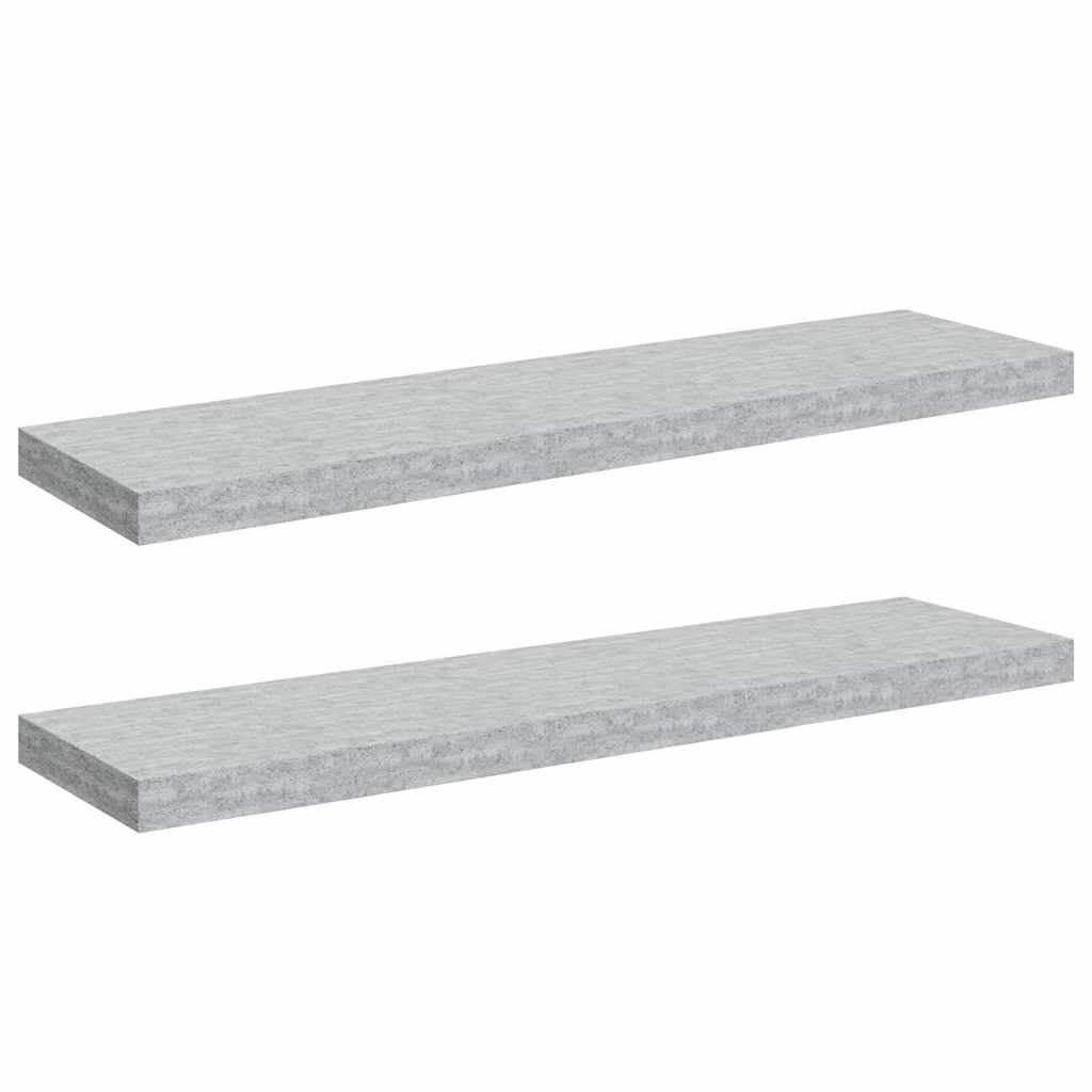 Scaffali a Parete 2 pz Grigio Cemento 90x23,5x3,8 cm in MDF