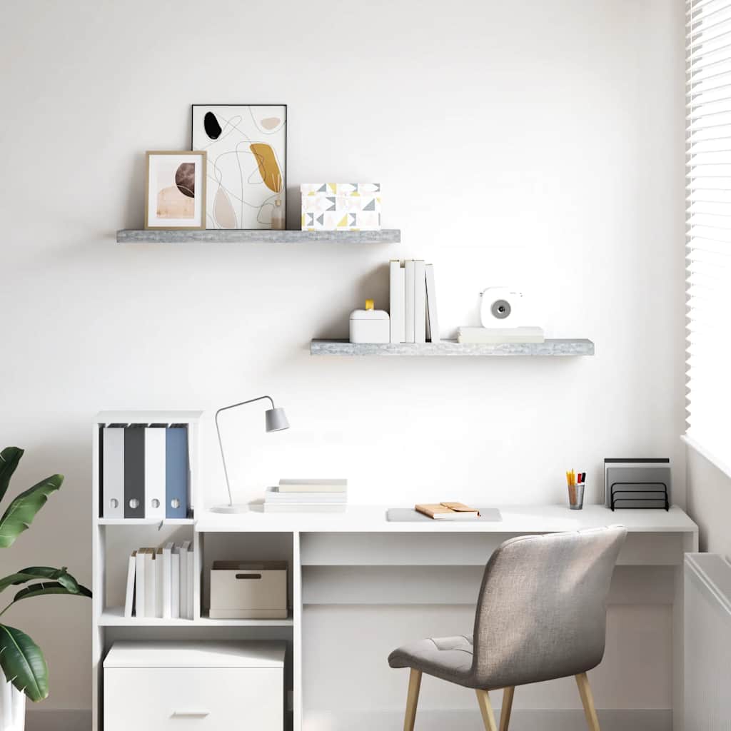 Scaffali a Parete 2 pz Grigio Cemento 90x23,5x3,8 cm in MDF | homemem39