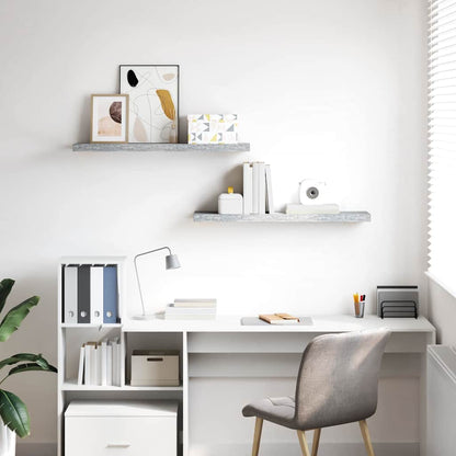 Scaffali a Parete 2 pz Grigio Cemento 90x23,5x3,8 cm in MDF