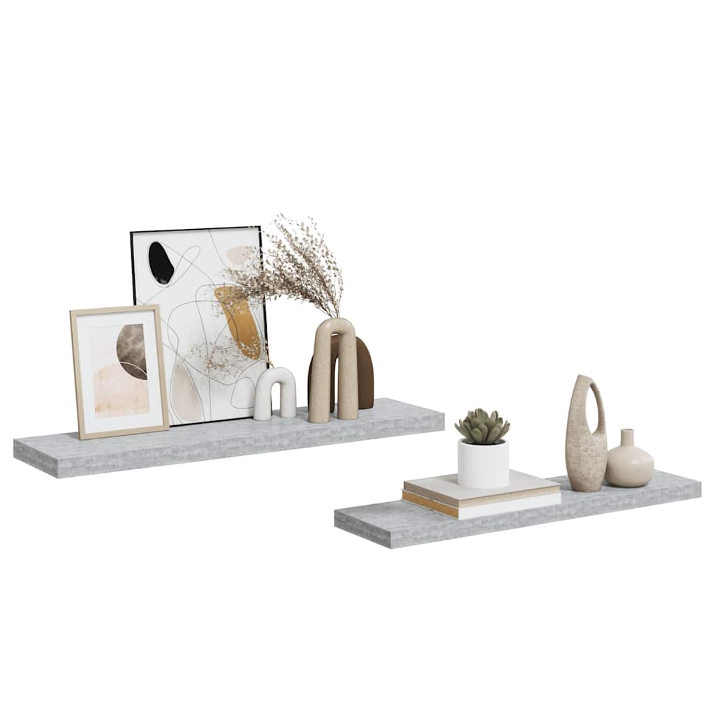 Scaffali a Parete 2 pz Grigio Cemento 90x23,5x3,8 cm in MDF | homemem39